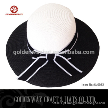 Chapéu de palha de praia preto e branco para decorar